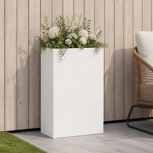 vidaXL Garden Planter White 50 x 20 x 75 cm Cold-rolled Steel