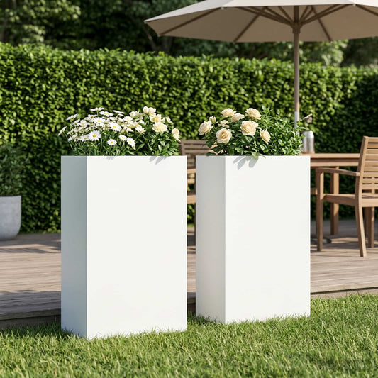 vidaXL Garden Planter 2 pcs White 50 x 20 x 75 cm Cold-rolled Steel
