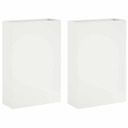 vidaXL Garden Planter 2 pcs White 50 x 20 x 75 cm Cold-rolled Steel