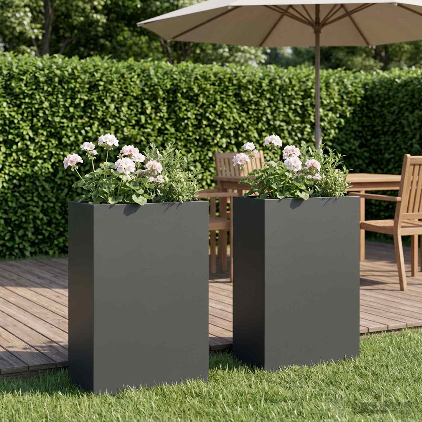 vidaXL Garden Planter 2 pcs Anthracite 50 x 20 x 75 cm
