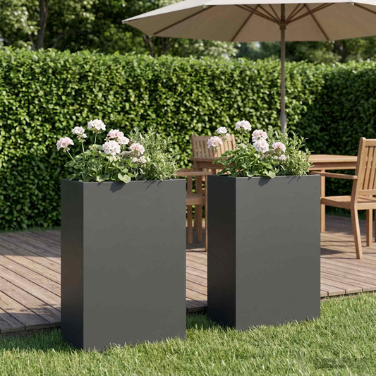 vidaXL Garden Planter 2 pcs Anthracite 50 x 20 x 75 cm