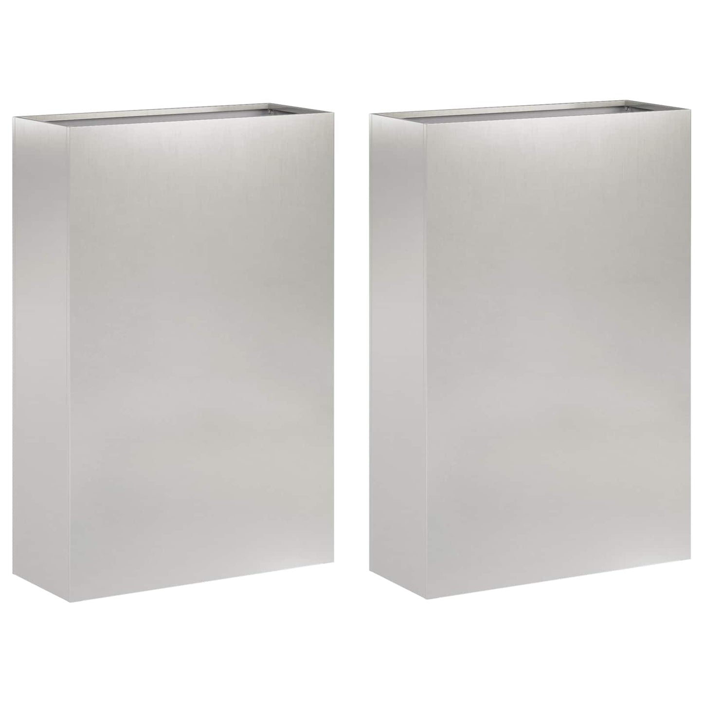 vidaXL Garden Planter 2 pcs Silver 50 x 20 x 75 cm Stainless Steel