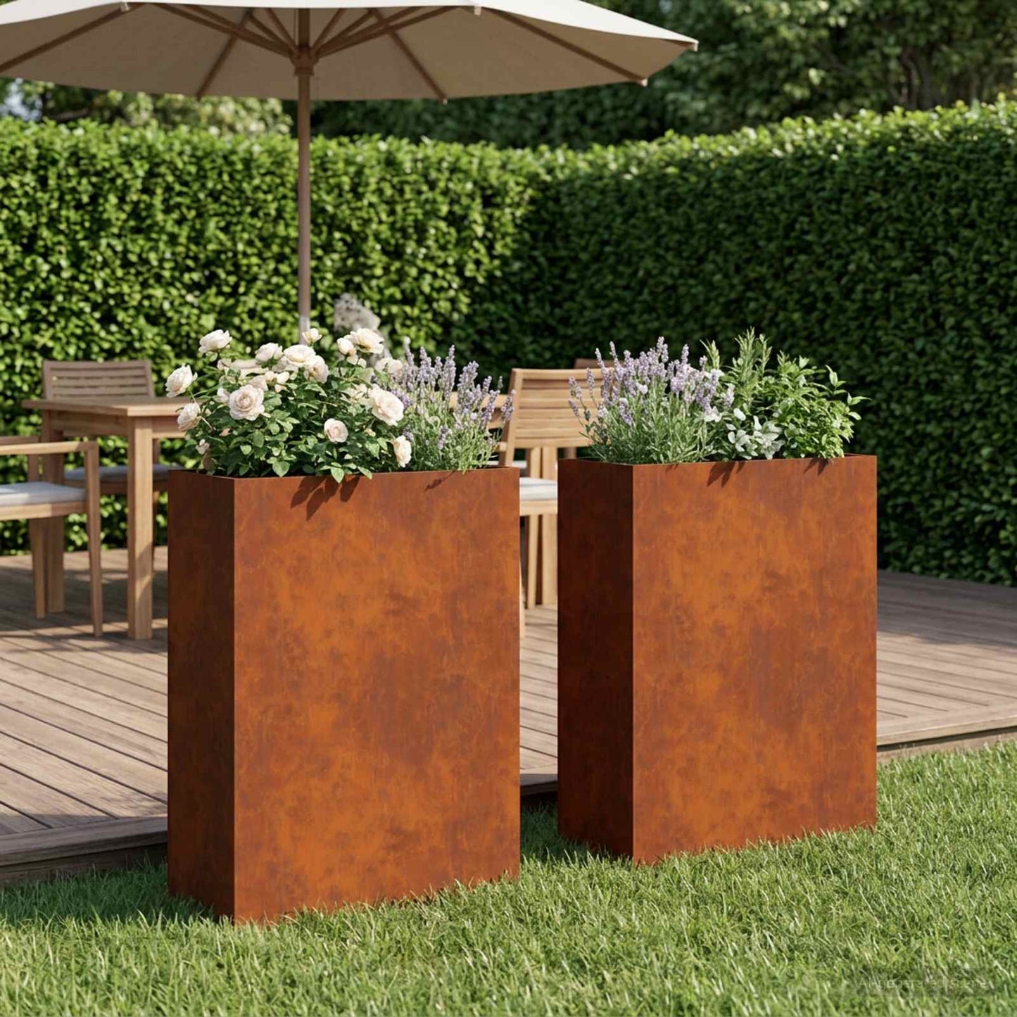 vidaXL Garden Planter 2 pcs Rusty 50 x 20 x 75 cm Weathering Steel