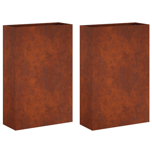 vidaXL Garden Planter 2 pcs Rusty 50 x 20 x 75 cm Weathering Steel