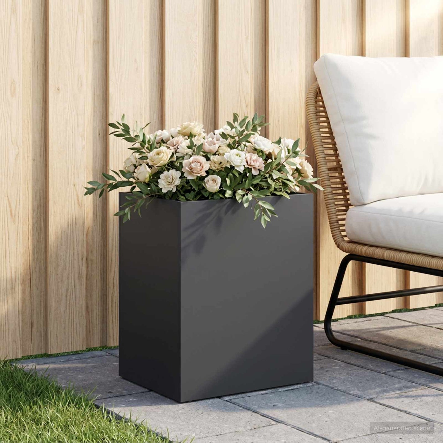 vidaXL Garden Planter Black 40 x 30 x 40 cm Cold-rolled Steel