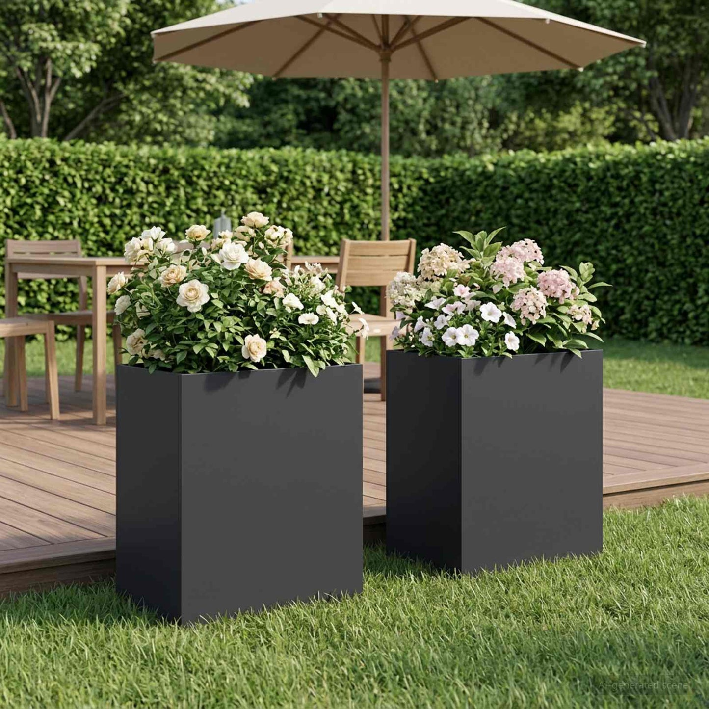 vidaXL Garden Planter 2 pcs Black 40 x 30 x 40 cm Cold-rolled Steel