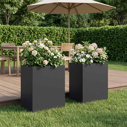 vidaXL Garden Planter 2 pcs Black 40 x 30 x 40 cm Cold-rolled Steel
