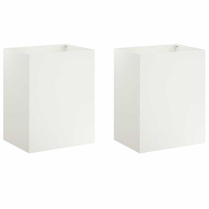 vidaXL Garden Planter 2 pcs White 40 x 30 x 40 cm Cold-rolled Steel