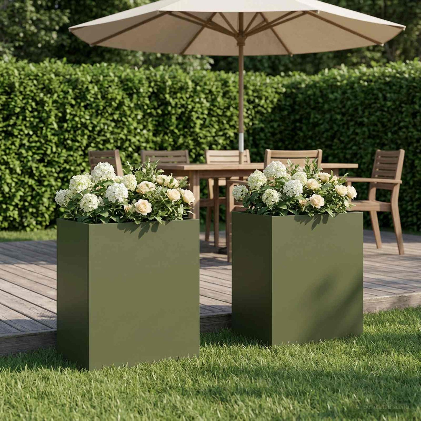vidaXL Garden Planter 2 pcs Olive Green 40 x 30 x 40 cm