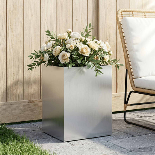 vidaXL Garden Planter Silver 40 x 30 x 40 cm Galvanised Steel