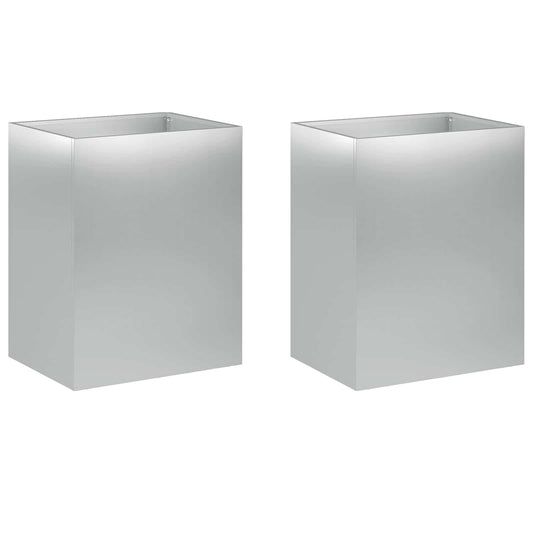 vidaXL Garden Planter 2 pcs Silver 40 x 30 x 40 cm Galvanised Steel