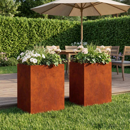 vidaXL Garden Planter 2 pcs Rusty 40 x 30 x 40 cm Weathering Steel