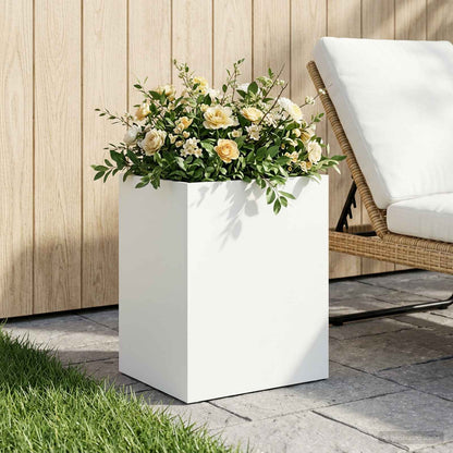 vidaXL Garden Planter White 40 x 30 x 50 cm Cold-rolled Steel