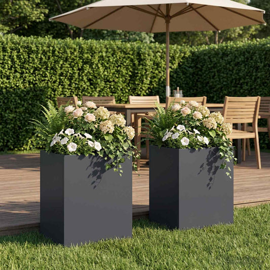vidaXL Garden Planter 2 pcs Anthracite 40 x 30 x 50 cm