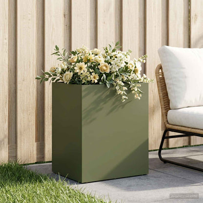vidaXL Garden Planter Olive Green 40 x 30 x 50 cm Cold-rolled Steel