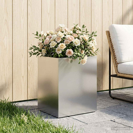 vidaXL Garden Planter Silver 40 x 30 x 50 cm Stainless Steel