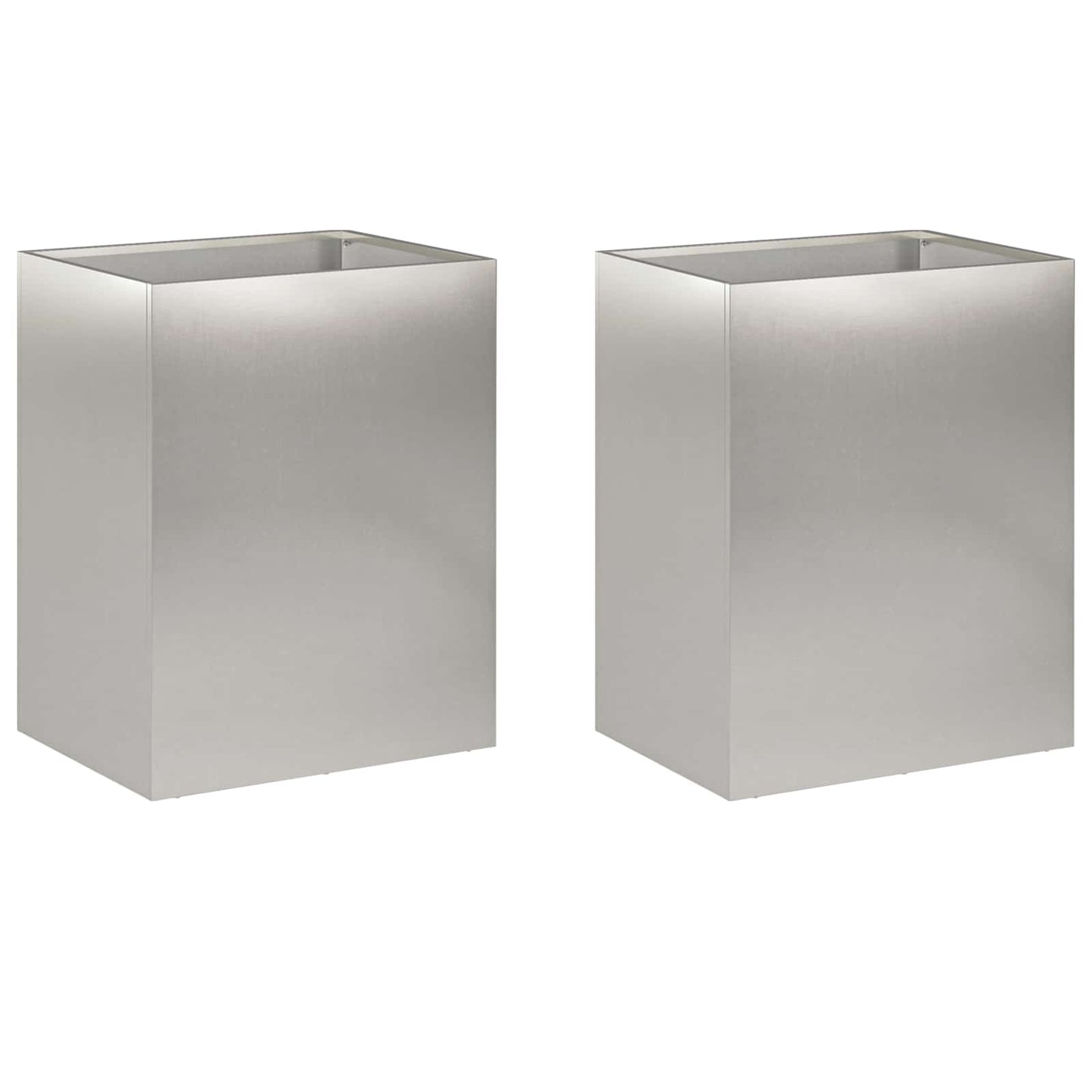 vidaXL Garden Planter 2 pcs Silver 40 x 30 x 50 cm Stainless Steel