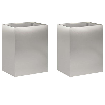 vidaXL Garden Planter 2 pcs Silver 40 x 30 x 50 cm Stainless Steel