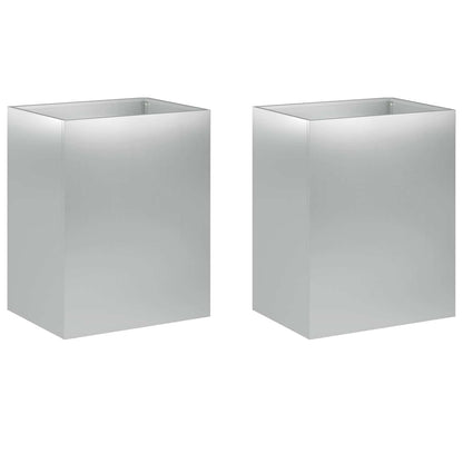 vidaXL Garden Planter 2 pcs Silver 40 x 30 x 50 cm Galvanised Steel