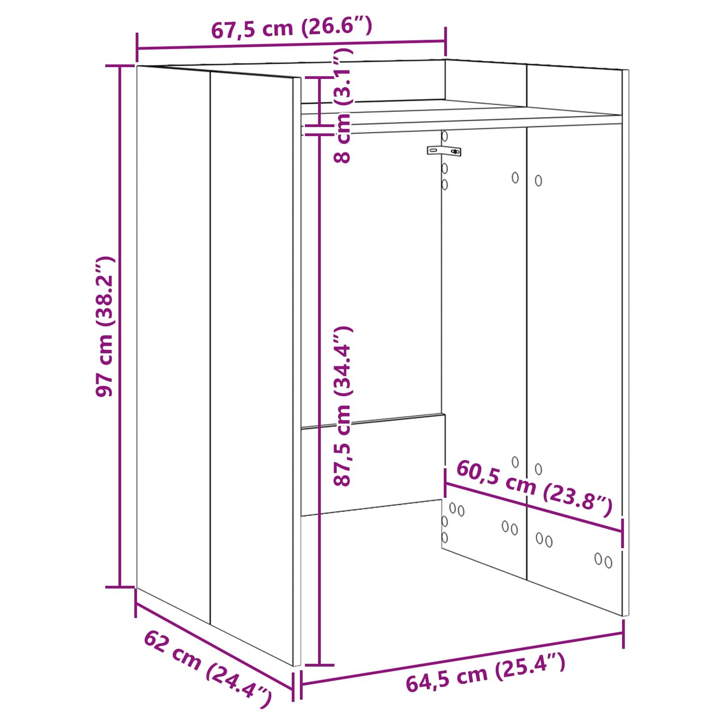 vidaXL Wash Machine Cabinet White 67.5 x 62 x 97 cm Engineered wood