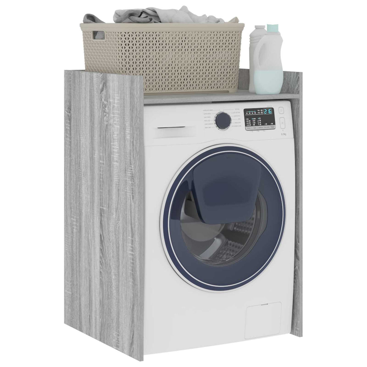 vidaXL Wash Machine Cabinet with Storage Grey sonoma 67.5 x 62 x 97 cm