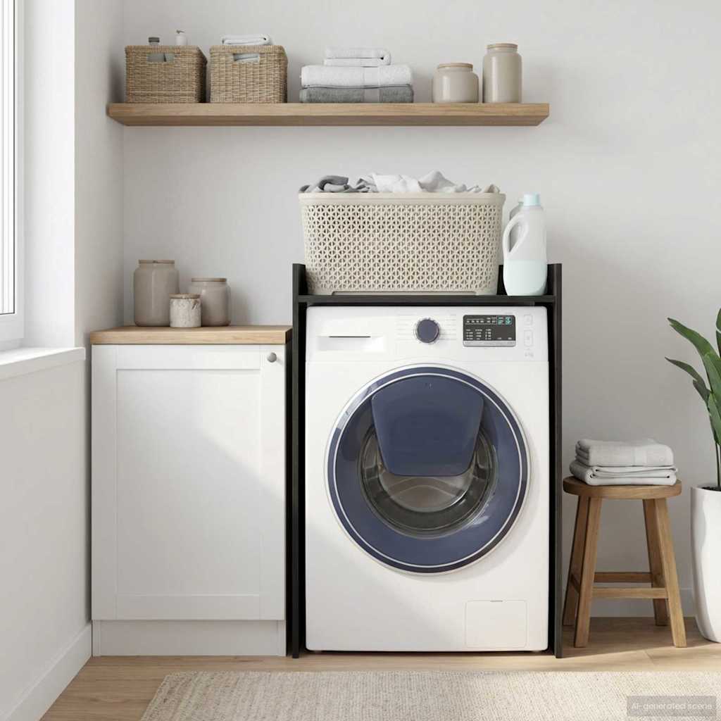 vidaXL Wash Machine Cabinet with Storage Black Oak 67.5 x 48 x 97 cm