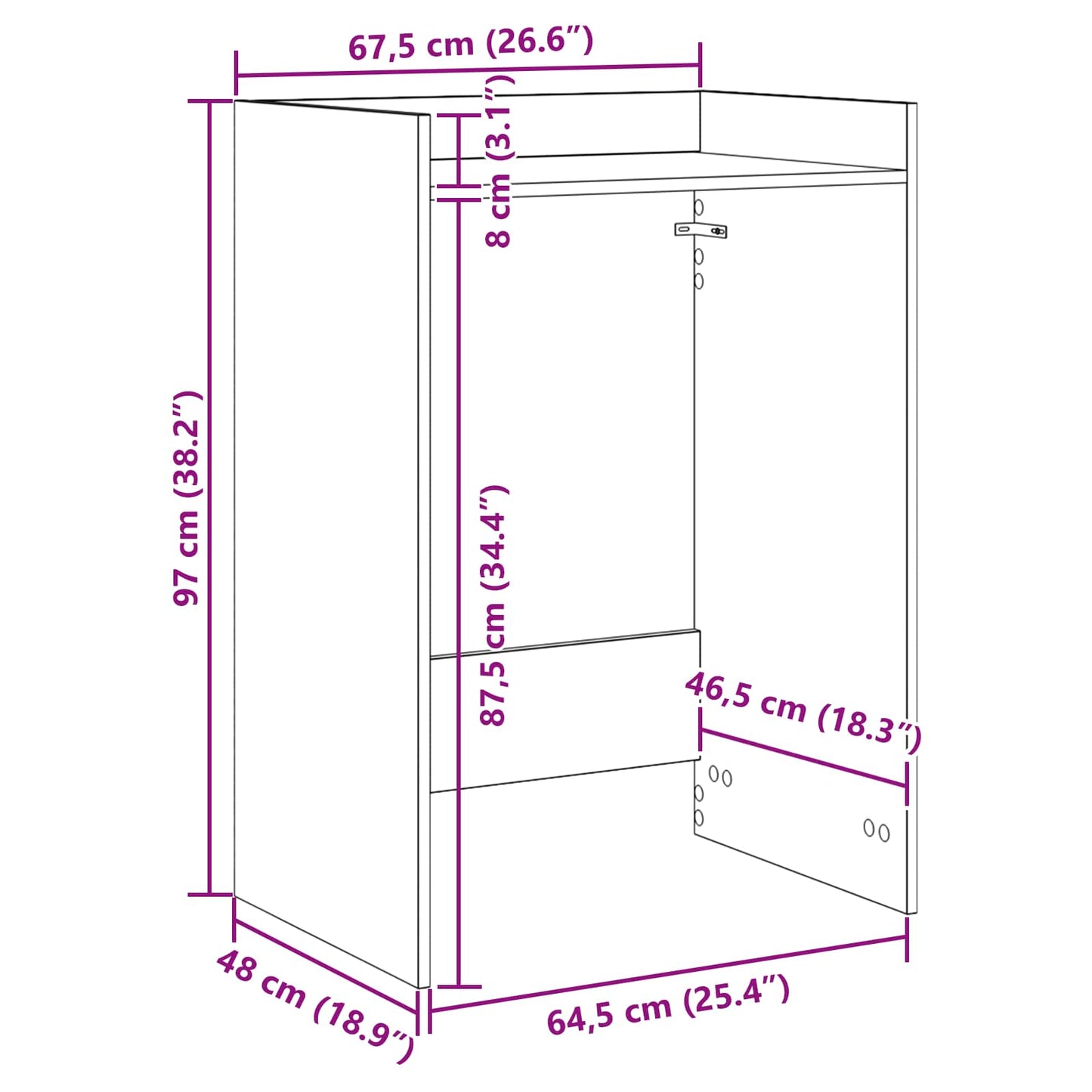 vidaXL Wash Machine Cabinet Sonoma 67.5 x 48 x 97 cm Engineered wood