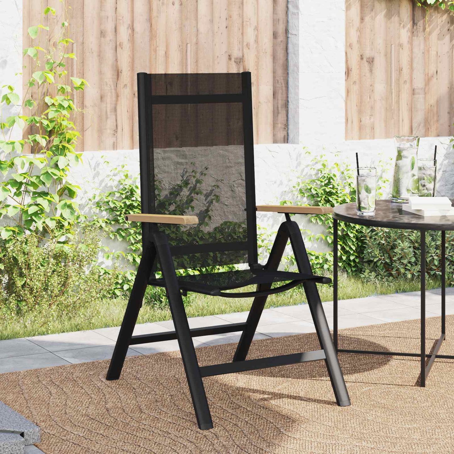 vidaXL Reclining Garden Chairs 2 pcs Black 58 x 73 x 111.5 cm