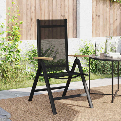 vidaXL Reclining Garden Chairs 2 pcs Black 58 x 73 x 111.5 cm