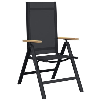 vidaXL Reclining Garden Chairs 2 pcs Black 58 x 73 x 111.5 cm