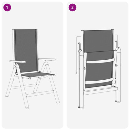 vidaXL Reclining Garden Chairs 2 pcs Black 58 x 73 x 111.5 cm