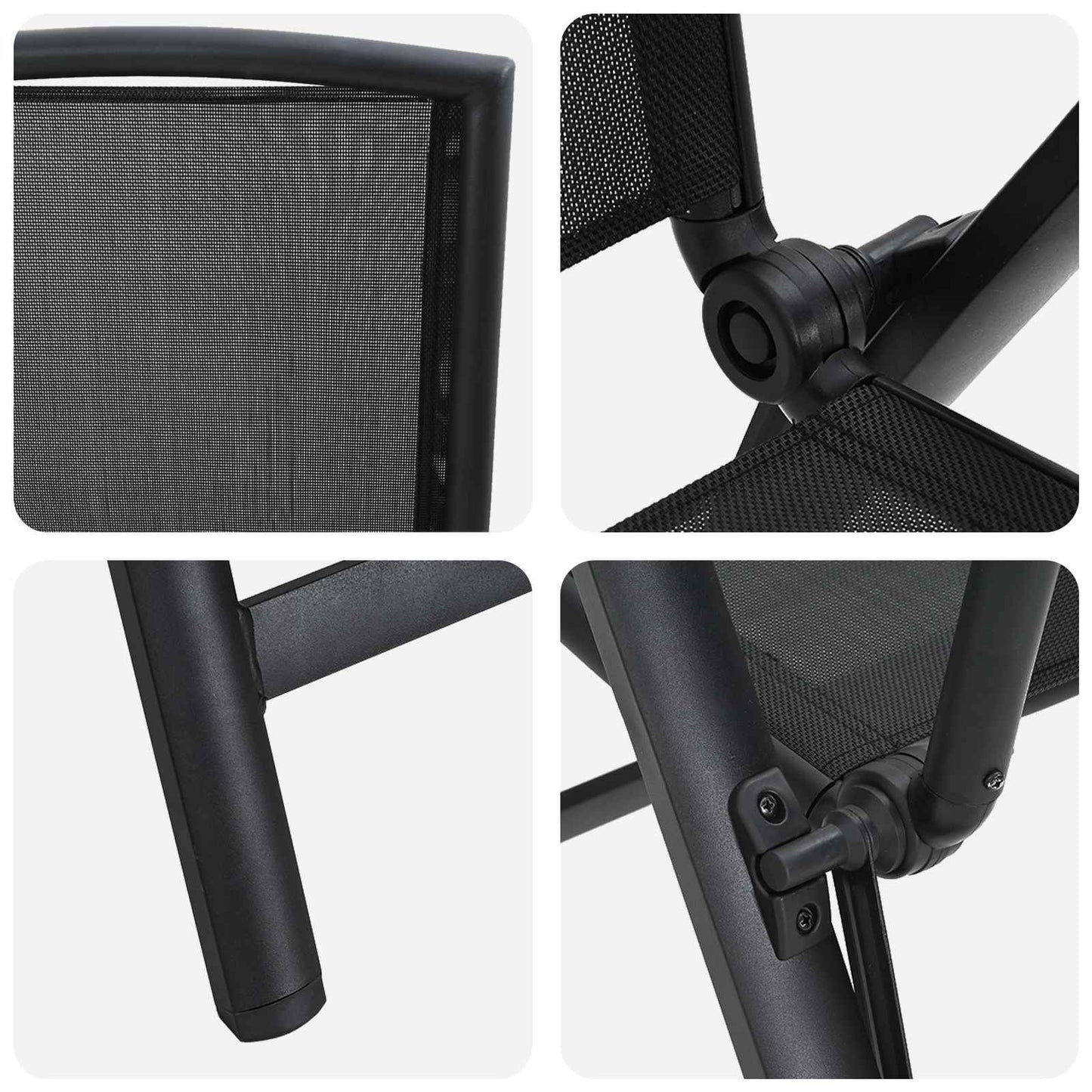 vidaXL Reclining Garden Chairs 2 pcs Black 58 x 71 x 112 cm Textilene