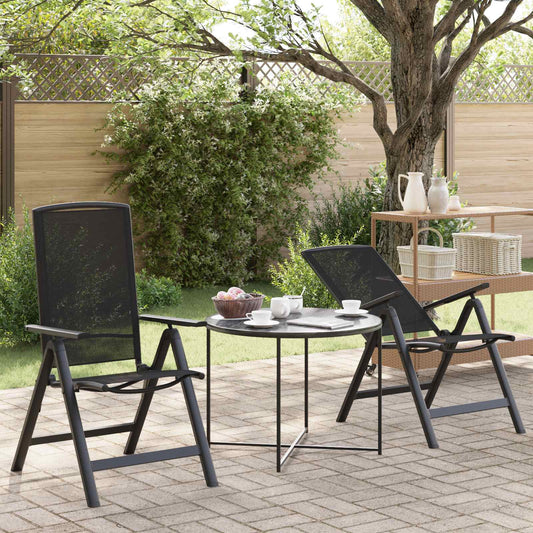 vidaXL Reclining Garden Chairs 2 pcs Black Textilene