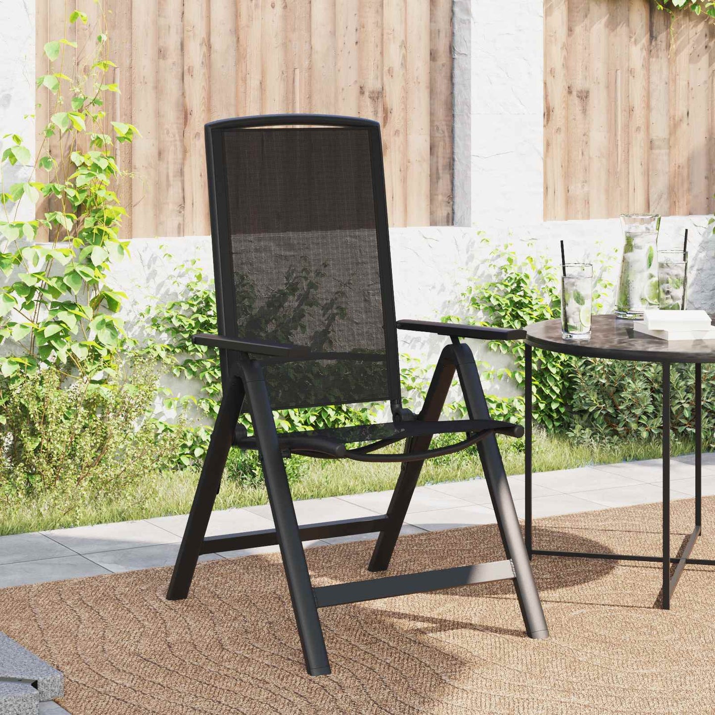vidaXL Reclining Garden Chairs 2 pcs Black 58 x 71 x 112 cm Textilene
