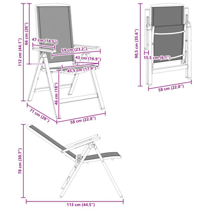 vidaXL Reclining Garden Chairs 2 pcs Black 58 x 71 x 112 cm Textilene