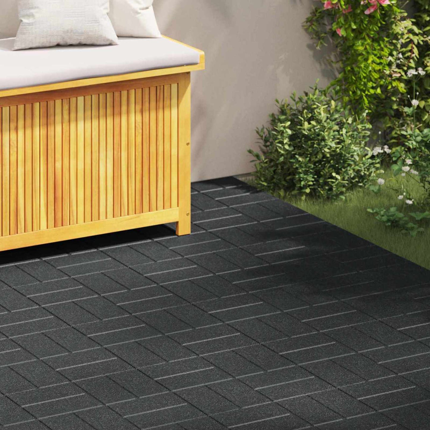 vidaXL Stepping Stone 6 pcs Black 40.5 x 40.5 x 2 cm Rubber
