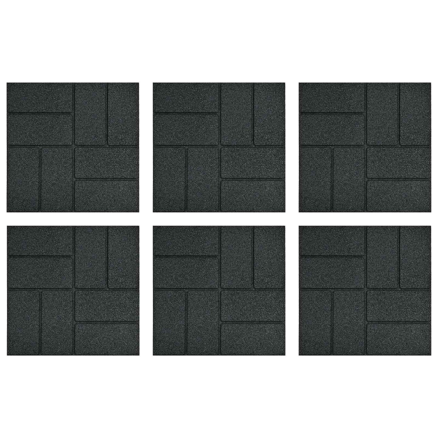 vidaXL Stepping Stone 6 pcs Black 40.5 x 40.5 x 2 cm Rubber