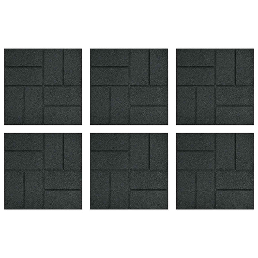 vidaXL Stepping Stone 6 pcs Black 40.5 x 40.5 x 2 cm Rubber