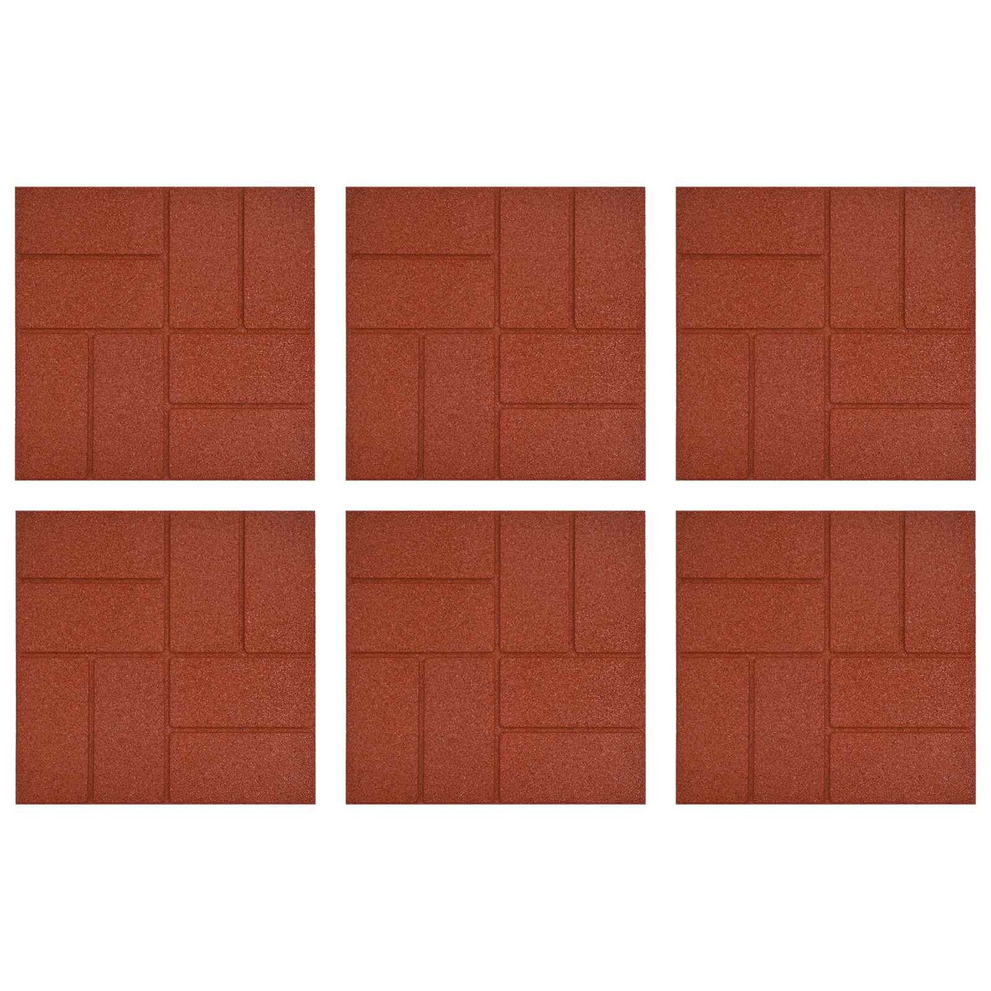 vidaXL Stepping Stone 6 pcs Red 40.5 x 40.5 x 2 cm Rubber