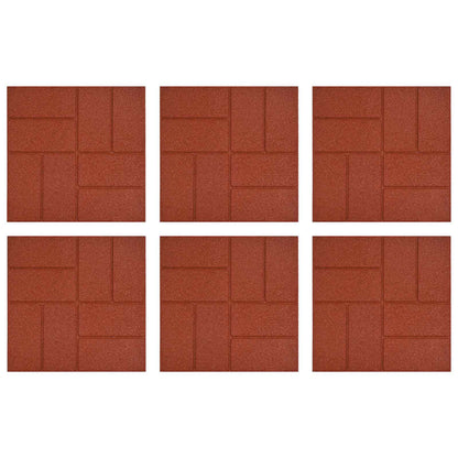 vidaXL Stepping Stone 6 pcs Red 40.5 x 40.5 x 2 cm Rubber
