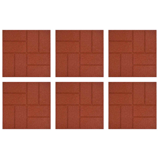vidaXL Stepping Stone 6 pcs Red 40.5 x 40.5 x 2 cm Rubber