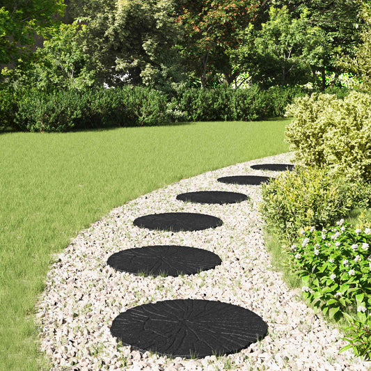 vidaXL Stepping Stone 6 pcs Black Ø 45 x 1.8 cm Rubber