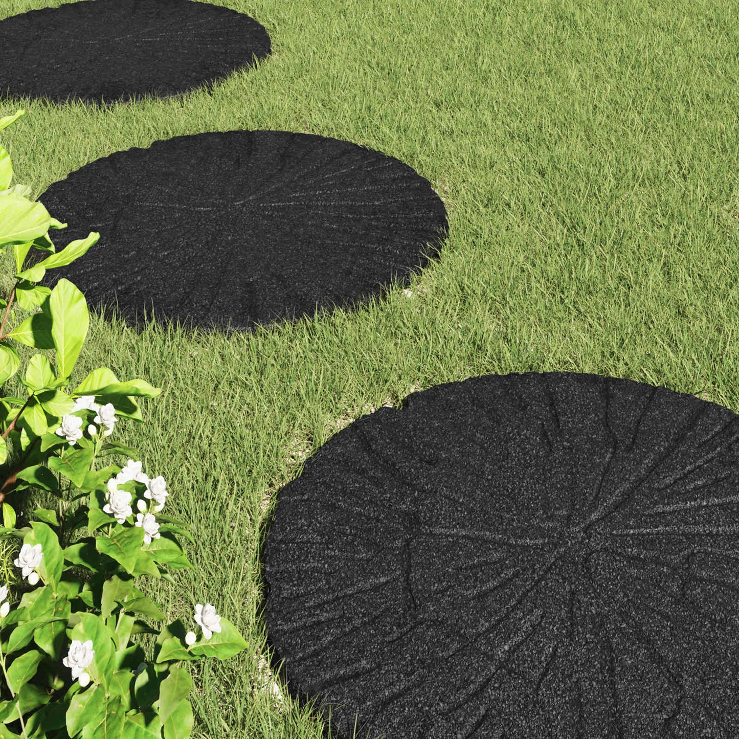 vidaXL Stepping Stone 6 pcs Black Ø 45 x 1.8 cm Rubber