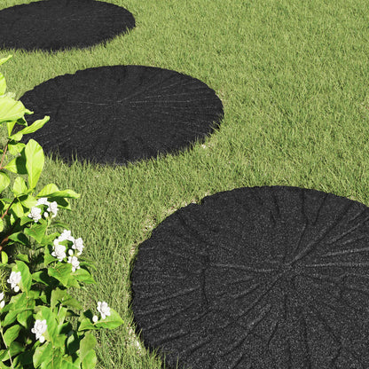 vidaXL Stepping Stone 6 pcs Black Ø 45 x 1.8 cm Rubber