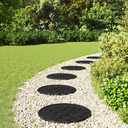 vidaXL Stepping Stone 6 pcs Black Ø 44 x 2 cm Rubber