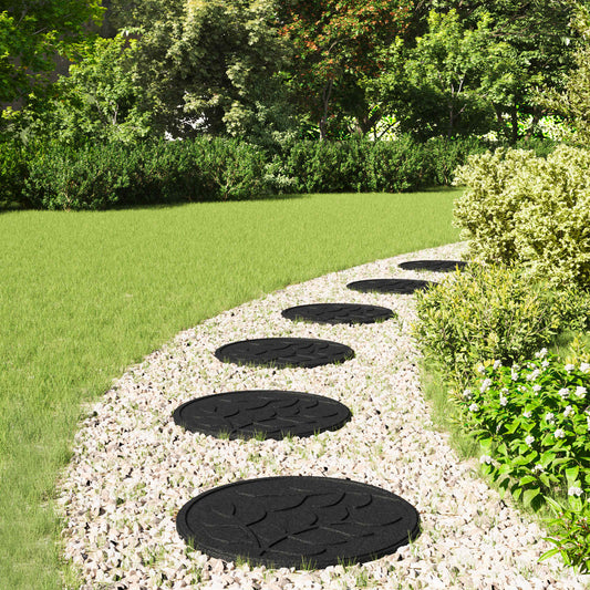 vidaXL Stepping Stone 6 pcs Black Ø 44 x 2 cm Rubber
