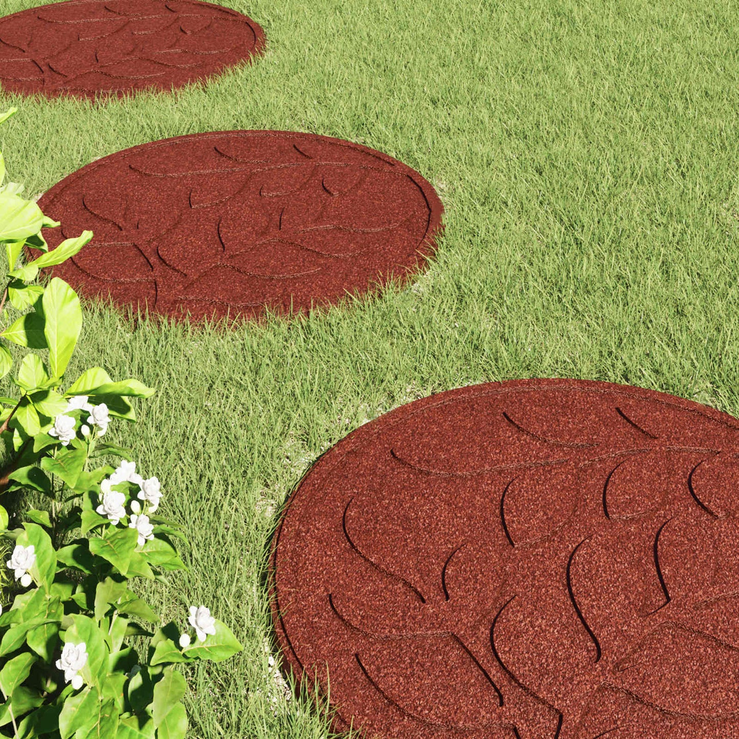 vidaXL Stepping Stone 6 pcs Red Ø 44 x 2 cm Rubber