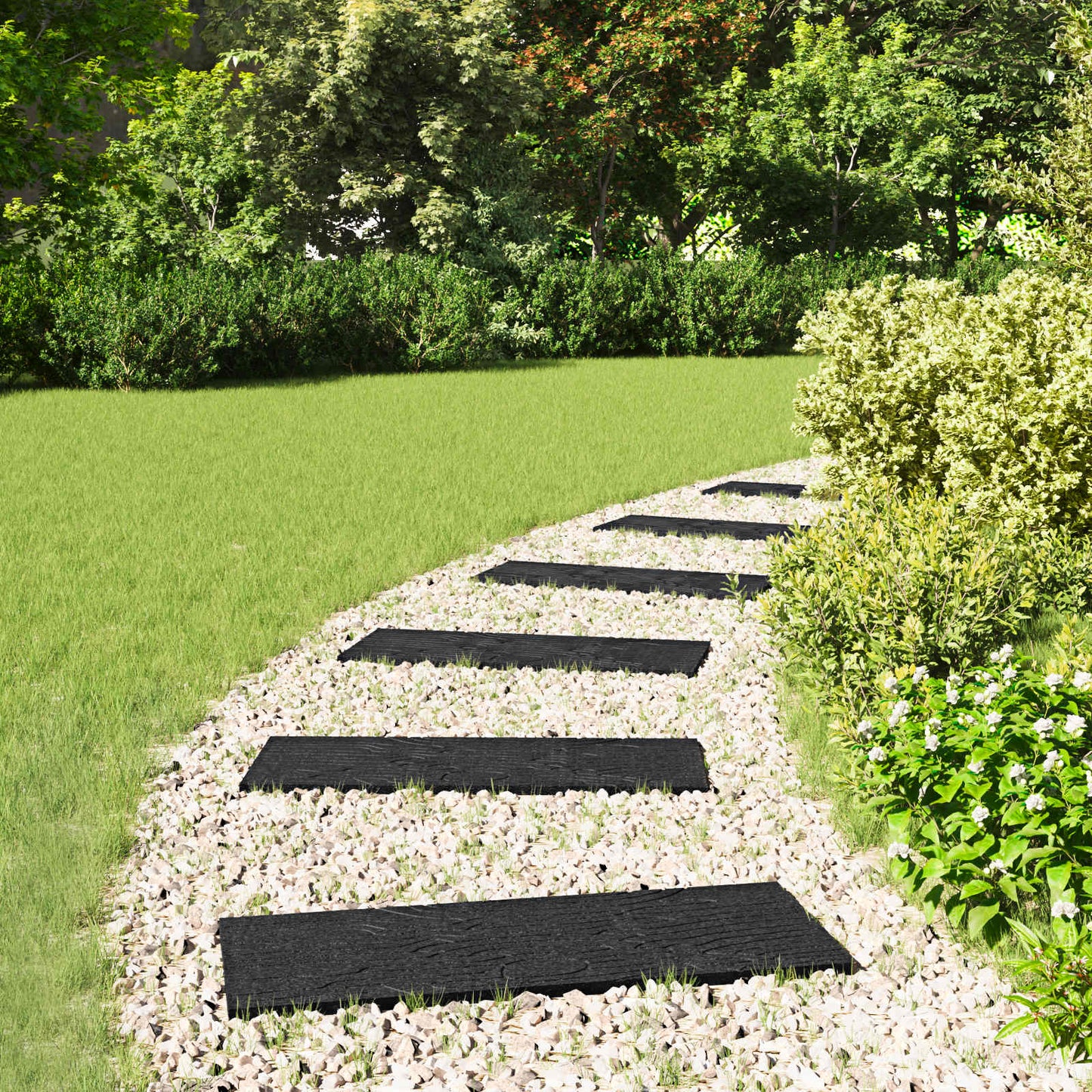 vidaXL Stepping Stone 6 pcs Black 60.5 x 25 x 2 cm Rubber