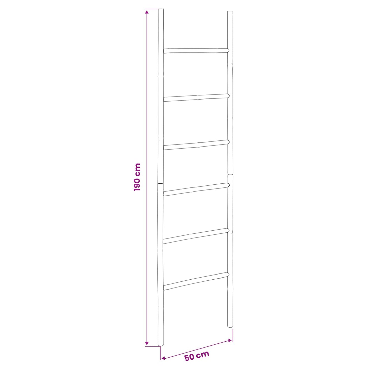 vidaXL Blanket Ladder Black 50 x 190 cm Bamboo