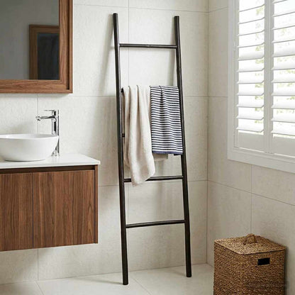 vidaXL Blanket Ladder Black 40 x 150 cm Bamboo